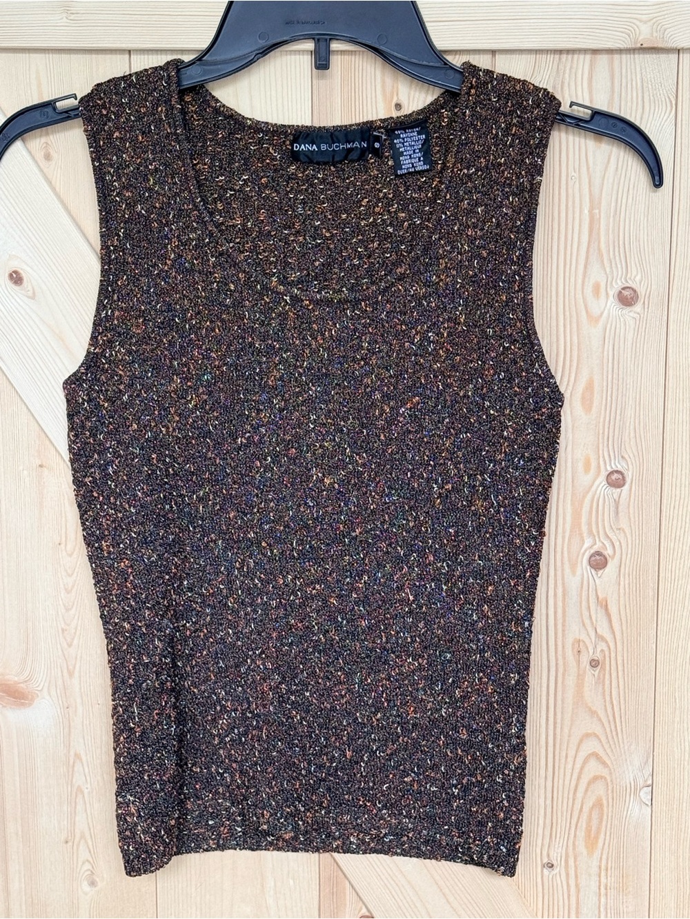 Dana Buchman Metalluc Brown Multicolor Tweed Sleeveless Knit Top